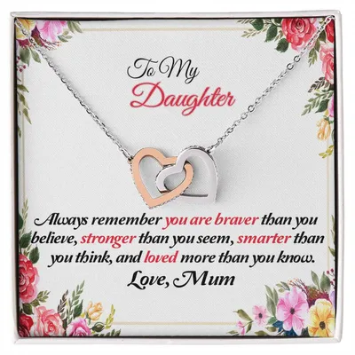 To My Daughter Joined Hearts Pendant Necklace From Mum Interlocking Hearts Necklace