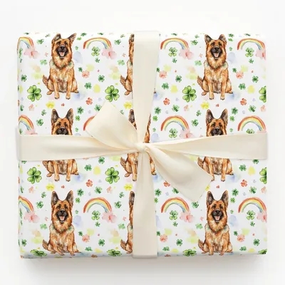 Rainbows with the German Shepherd - Gift Wrap for Christmas, Holidays Wrapping Paper, Christmas Wrapping Paper