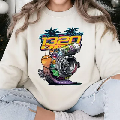 1320 Video Turbo Snail Sweatshirt, Funny Racing Car Turbo Graphic Sweatshirt, Drag Racing Sweatshirt, Street Racing
