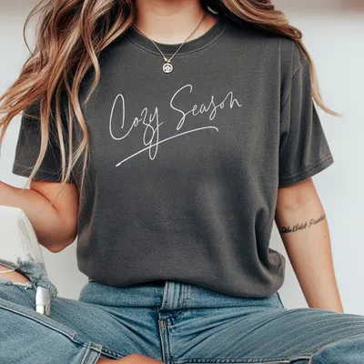 Cozy Season T-Shirt Fall Winter Cozy T-Shirt Cozy Vibes Basic Autumn  Fall Autumn Clothes Full Sizes Full Color