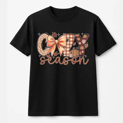Coquette Cozy Season T-Shirt, Thankful Fall Aesthetic T-Shirt, Trendy Thanksgiving T-Shirt, Gifts For Thanksgiving