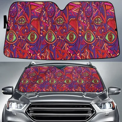 Red Scary Eyes Shapes All Over Print Car Sun Shades Cover Auto Windshield PrintSyde