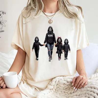 Horror Halloween Character Mama Family T-Shirt, Halloween Mama T-Shirt, Horror Mama T-Shirt, Spooky Mama T-Shirt, Halloween T-Shirt