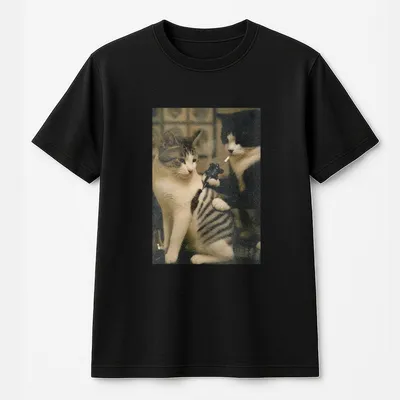 Funny Cat Vintage T-Shirt Regular Fit Casual Breathable Funny T-Shirt For Summer Fashion Men&Women'S Top For Daily Wear T-Shirt Graphic