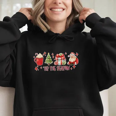 Christmas Tis The Season Hoodie Merry Christmas Hoodie For Women Cute Winter Fashion Perfect Holiday Gift