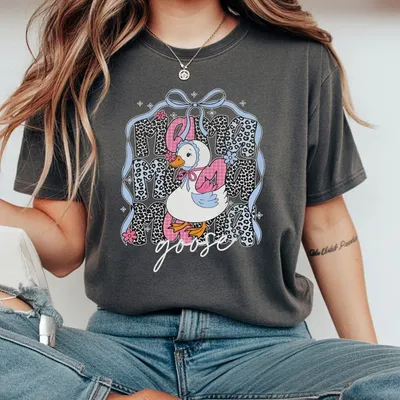 Floral Mama Goose T-Shirt Cute Goose Mom T-Shirt Mother'S Day Gift Girly Duck Lover T-Shirt Sublimation Png Design