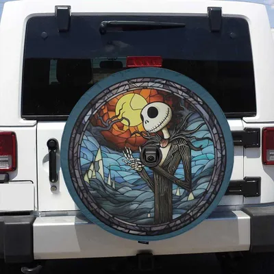 Jack Skellington And Sally Starry Night Spare Tire Cover, Halloween Car Decoration, Accessories For Women Spare Tire Cover