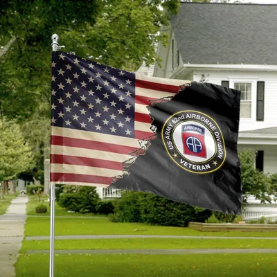 Us Army 82nd Airborne Division Horizontal House Flag, All The Way Motto, Paratrooper Veteran Tribute Banner Horizontal House Flag