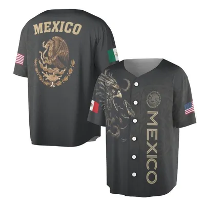 Mexico Aztec Eagle Baseball Jersey, Mexican Flag Emblem Baseball Jersey, Coat Of Arms Souvenir, Travel Culture Gift, Us