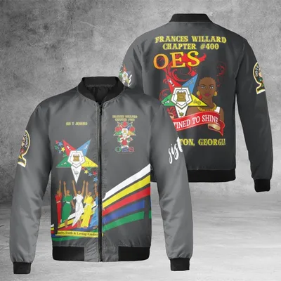 Oes Frances Willard Windproof Bomber Jacket, Destined To Shine, Talbotton Ga Sorority Fan Gift Bomber Jacket