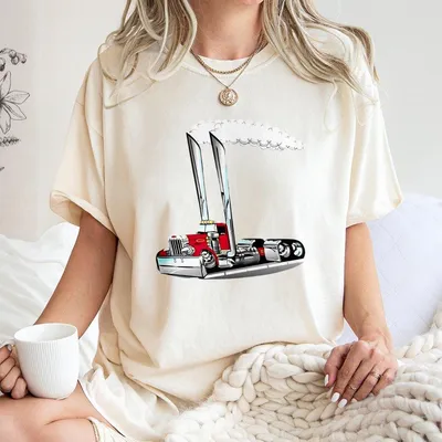 Peterbilt Smokin Hot Trucker T-Shirt Premium Cotton Unisex T-Shirt Big Rig Prints Top Ideal For Truck Enthusiasts