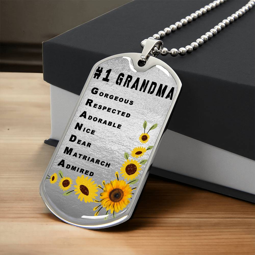 #1 Grandma Personalized Dogtag Necklace Silver Mothers Day Gift - Army Tag Necklace, Dog Tag