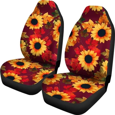 Red Autumn Sunflower Pattern Print Universal Fit Car Seat Covers