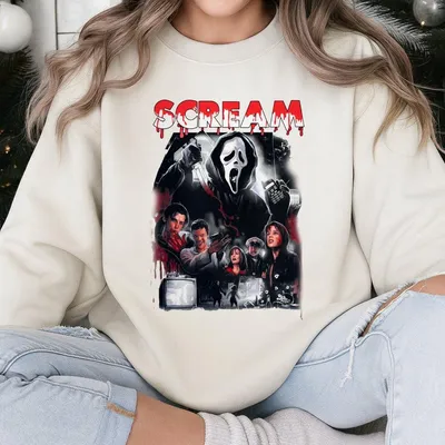 Vintage Scream Movie Graphic Sweatshirt Horror Film Unisex Sweatshirt For Men And Women Retro Ghostface Sweatshirt Fan Gift Ideal