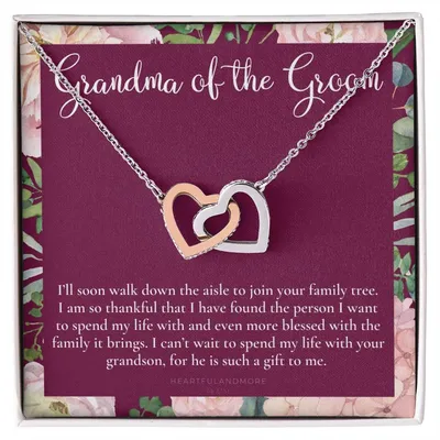 Grandmother Of The Groom Gift Necklace Grandma Wedding Gift Nana Bridal Shower Rehearsal Dinner Thank You Gift Interlocking Hearts Necklace
